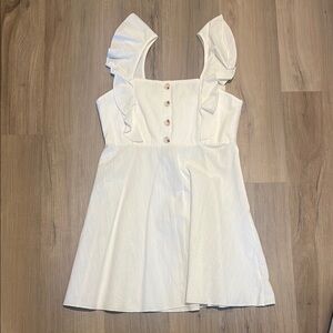 White Ruffle Sleeve Dress